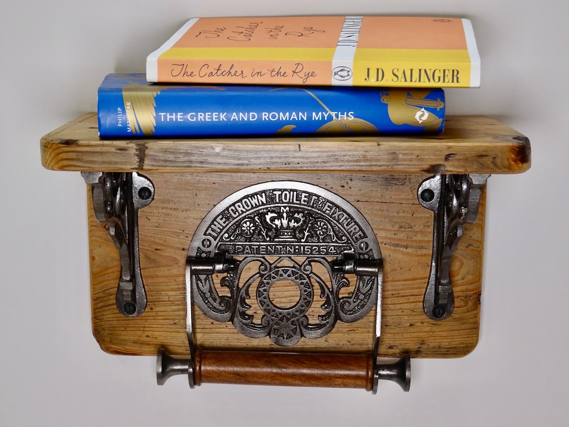 Reclaimed Pine Toilet Roll Holder With Shelf. Etsy