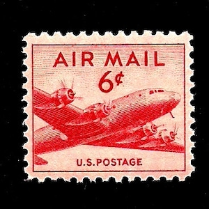 Blue Jet Airliner Booklet of Twelve 7-Cent US Air Mail Postage Stamps  Issued 1958