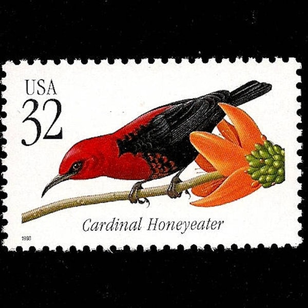 5 Cardinal Honeyeater - Pack of (5) Unused Vintage (Issued in 1998) U.S. Postage Stamps - Post Office Fresh!
