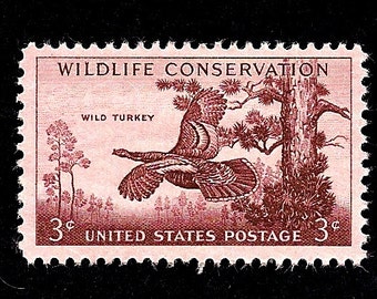 10 WILD TURKEY - Pack of (10) Vintage (Issued in 1956) Unused U.S. Postage Stamps - Post Office Fresh!