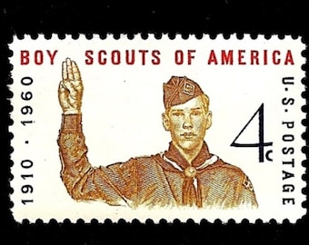 10 Boy Scout Stamps Vintage Unused 1960 Boy Scouts Postage Stamps