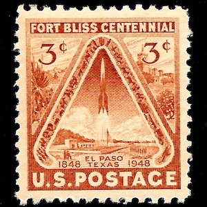 10 Fort Bliss, Texas Postage Stamps - Pack of (10) Unused Vintage (Issued in 1948) Original USPS Postage Stamps for U.S. Mail.