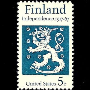 10 Finnish Independence U.S. Postage Stamps - Pack of (10) Vintage (Issued in 1967) Unused Original USPS Postage Stamps for U.S. Mail.