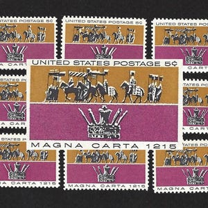 10 Magna Carta Postage Stamps - Pack of (10) Vintage (Issued in 1965)  Unused Original  USPS Postage Stamps for U.S. Mail.