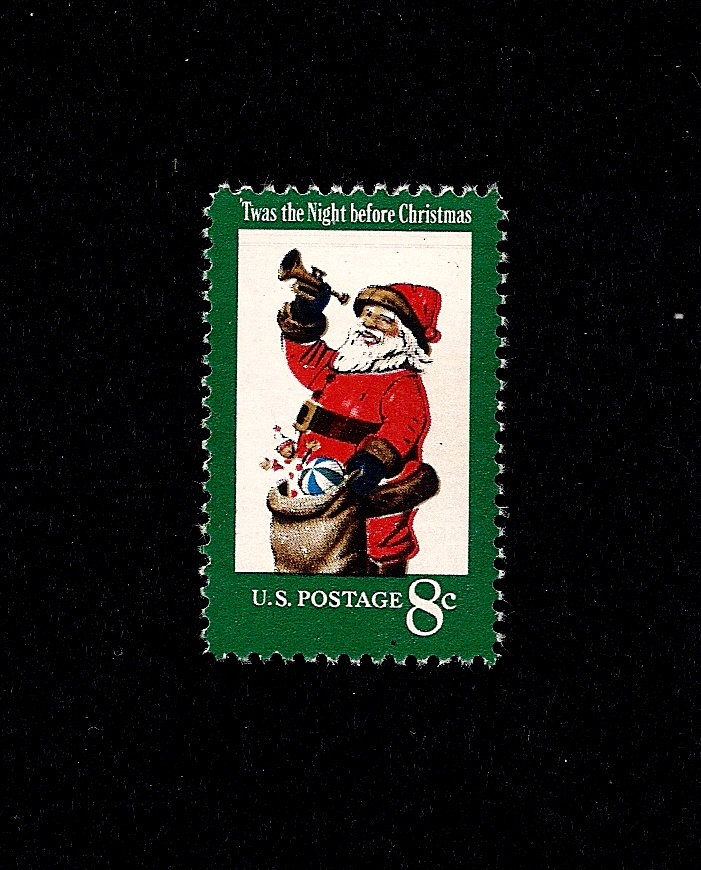 10 Christmas Postage Stamps - Pack of (10) - Santa Claus - Vintage ...