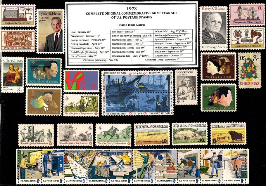 1973 Complete Original Commemorative Year Set of Vintage Unused