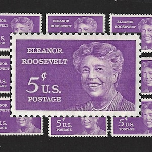 10 Eleanor Roosevelt Postage Stamps - Pack of (10) Vintage (Issued in 1963) Unused Original USPS Postage Stamps for U.S. Mail.