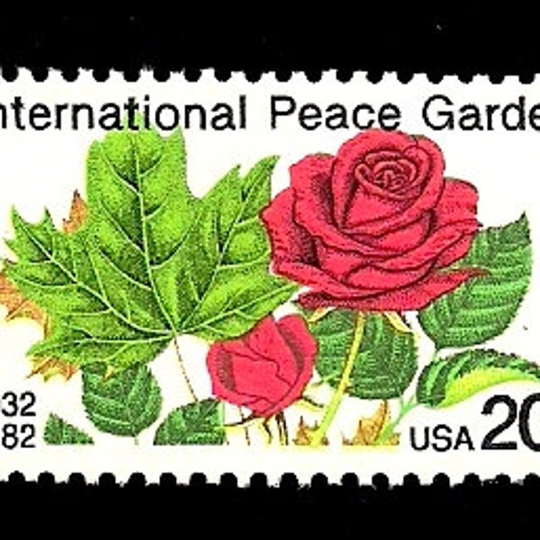 10 Red Rose - Pack of (10) - International Peace Garden - Vintage (Issued in 1982) Unused U.S. Postage Stamps - Post Office Fresh!