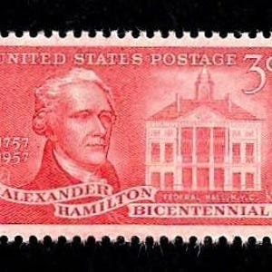 10 Alexander Hamilton Postage Stamps - Pack of (10) Vintage (Issued in 1957) Unused Original  USPS Postage Stamps for U.S. Mail.