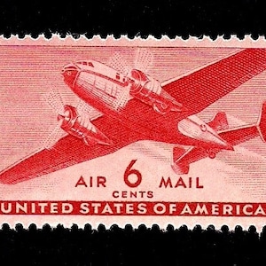 10 WWII Transport Plane Postage Stamps - Pack of (10) Vintage (Issued in 1941) Unused Original USPS Postage Stamps for U.S. Mail.
