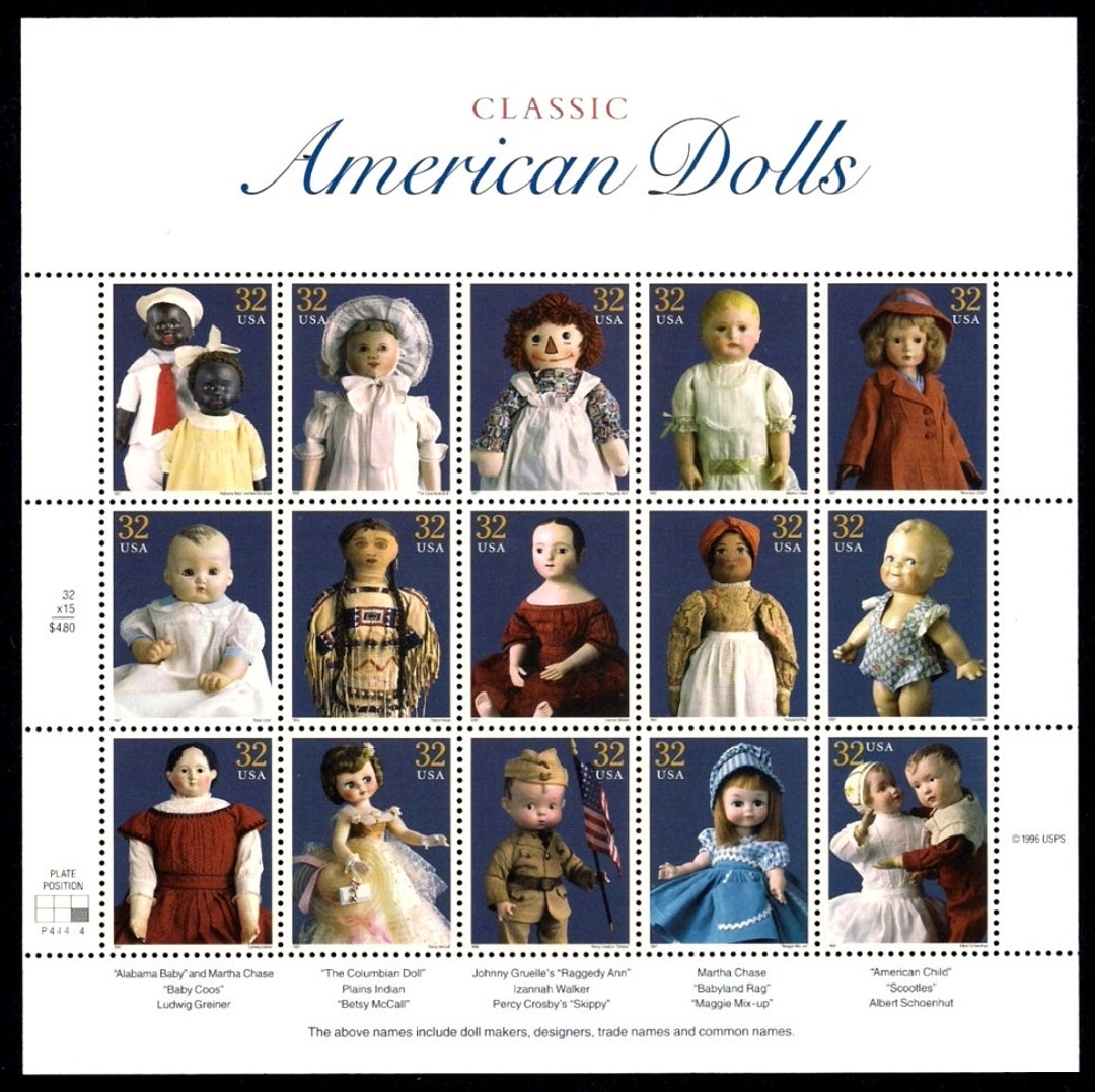 1997 Classic American Dolls Full Original Sheet of 15 Unused Vintage issued in 1997 U.S. Postage