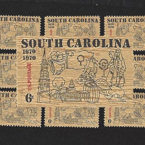 10 South Carolina Postage Stamps - Pack of (10) Vintage (Issued in 1970) Unused Original USPS Postage Stamps for U.S. Mail.