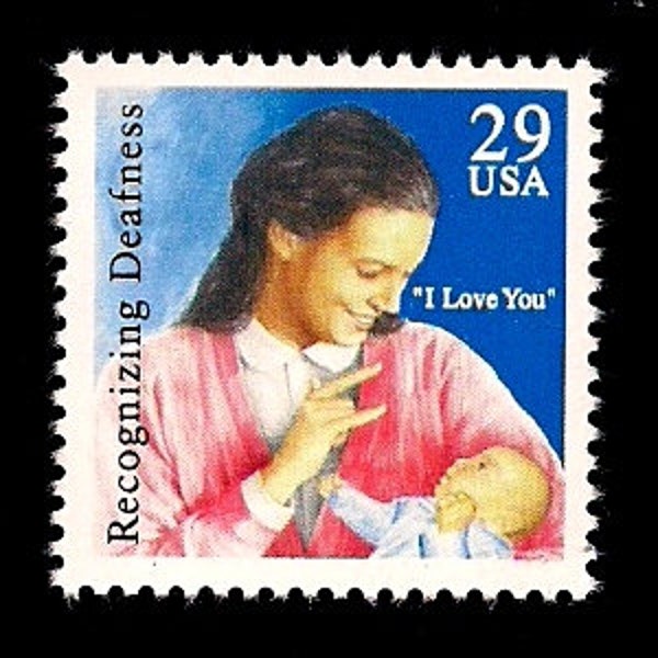5 American Sign Language - Pack of 5 - I Love You (Mother and Baby) - Vintage (Issued in 1993) Unused U.S. Postage Stamps-Post Office Fresh!