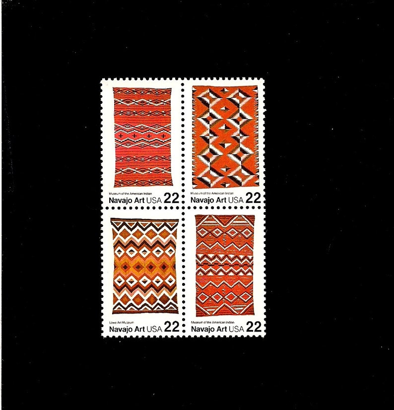 12 Navajo Blankets Pack of 12 3 Blocks of 4 Stamps Vintage Etsy