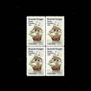 10 Roanoke Voyages Postage Stamps -Pack of (10) North Carolina Vintage (Issued in 1984) Unused Original USPS Postage Stamps for U.S. Mail.