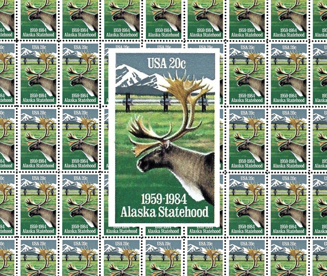 50 ALASKA Full Original Sheet of 50 Alaska Statehood Vintage issued in