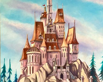 Art print “Fairy Tale Castle” oil painting 29.7 x 21 cm