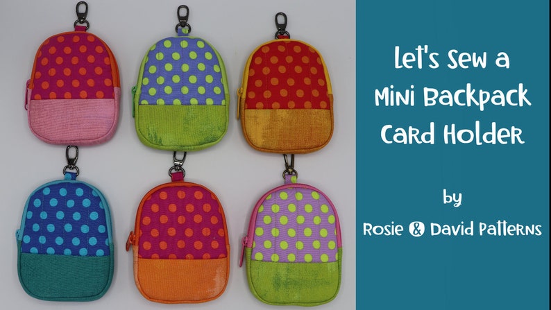 Mini Backpack Card Holder PDF Sewing Pattern Instant Download with Step-by-Step Video Tutorial Fat Quarter Friendly Rosie & David Patterns image 4