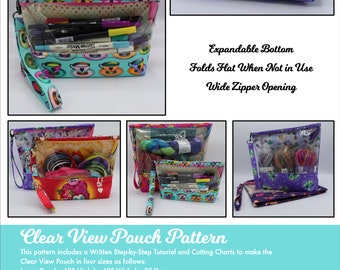 Clear View Pouch in Four Sizes PDF Digital Pattern Instant Download with Companion Video