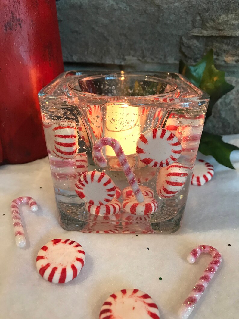 Peppermint Caramelo Cane Candle Holder Reutilizable Cube Etsy