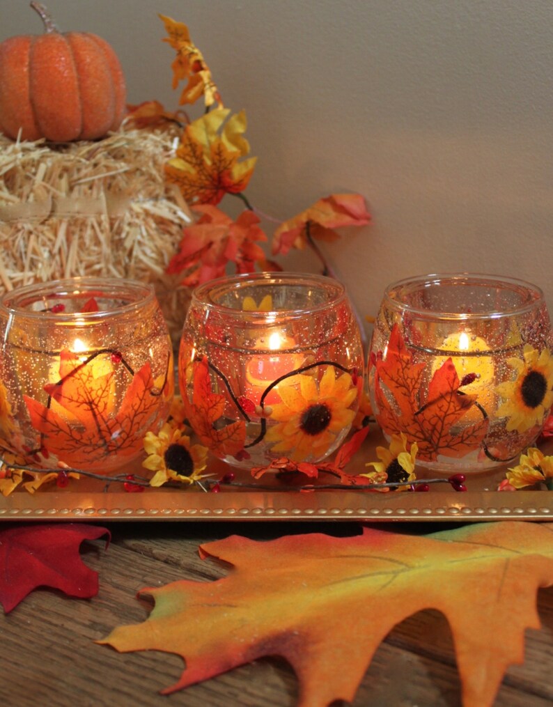 Autumn Harvest Candle Holder Reusable Forever Candle Just Etsy