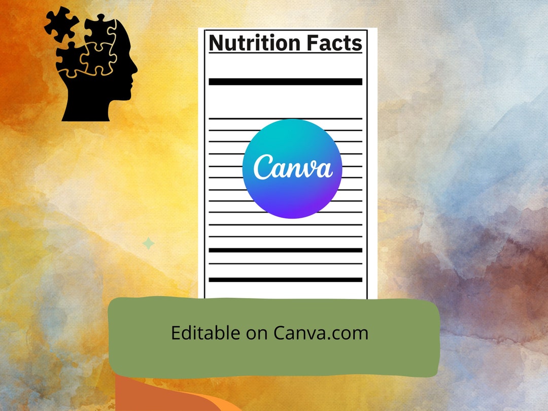 Nutrition Facts BLANK Template Standard Format for Designers, Arts, T