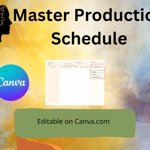 Modelo de cronograma mestre de produção editável no Canva.com
