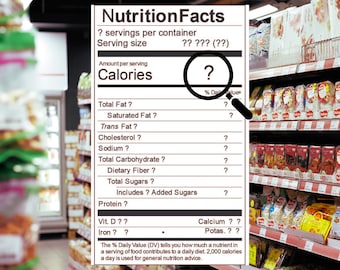 Nutrition Facts Standard format template FDA Nutrition Facts label for food packaging.  STOP.  You need Adobe Illustrator to modify.