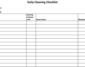 食品安全プログラム 毎日の清掃チェックリスト