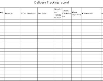 Food Safety program Delivery Tracking sheet