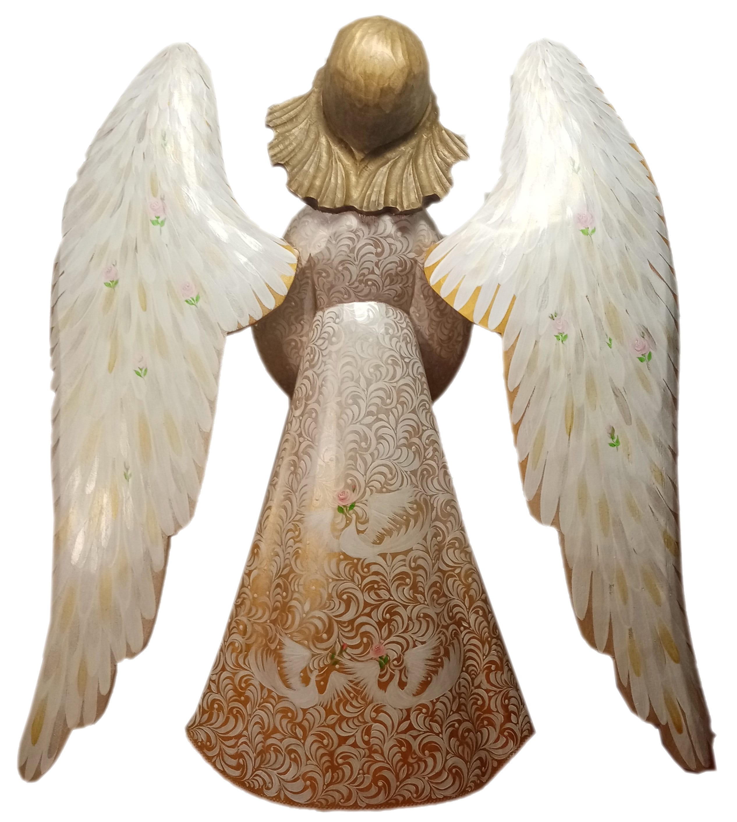 Angel figurine wooden carved handmade handpainted 14.57 Etsy