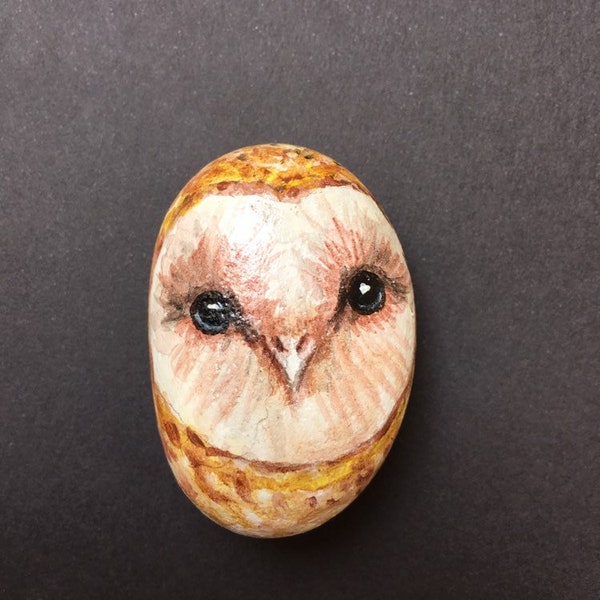 Hand Painted Rock Ireland beach Stone Cute Barn baby Owl Bird realistic Animal natural figurine Decoration Ornament