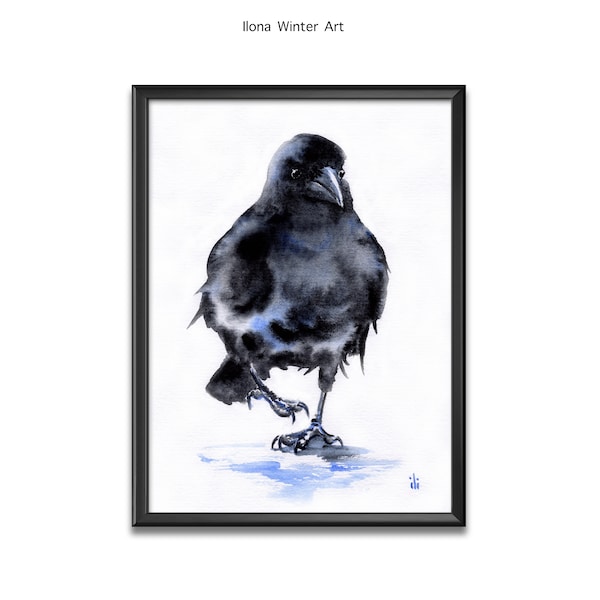 Personalised Crow Watercolour Painting Print from Original by Ilona Winter