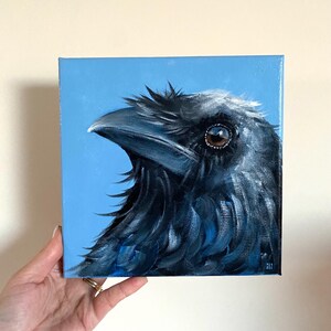 Original Quarky Crow Painting Portrait “Confidence” by Ilona Winter