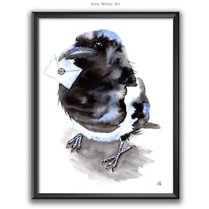 Impresión personalizada de pintura de acuarela de urraca, Messenger de Original por ili