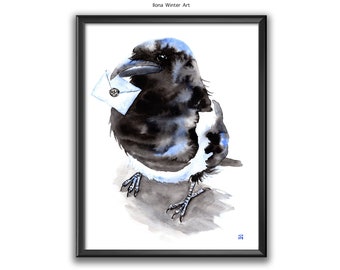 Impression personnalisée de peinture à l’aquarelle Magpie, Messenger from Original par ili