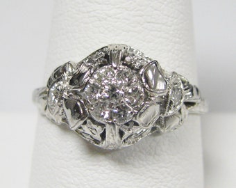 d978 Unique 18k White Gold Diamond Engagement Ring