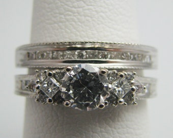d865 Gorgeous 14k White Gold Diamond Wedding Ring Set