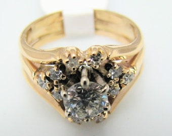 H315 Stunning Diamond 14k Yellow Gold Wedding Ring Set in Size 5.0
