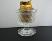 c471 Vintage Evans Table Lighter with Lalique Crystal Vase