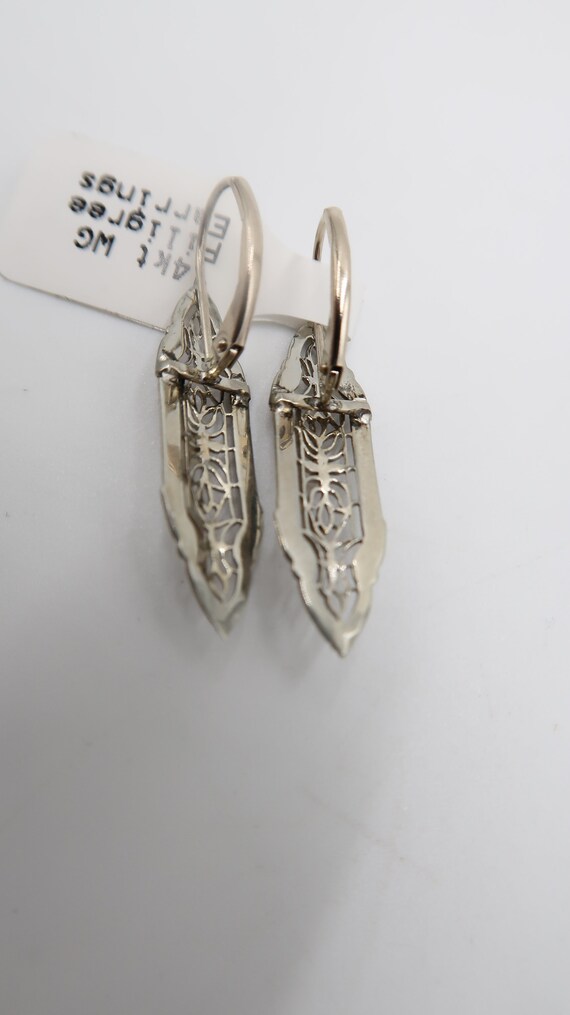 t480 14k White Gold Filigree Earrings 2.2g - image 7