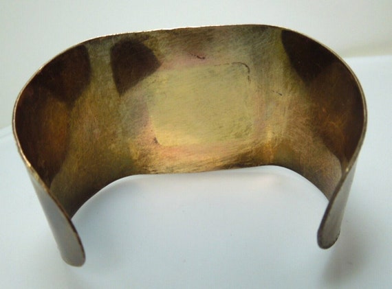 s916 Vintage Wide Copper Color Modernist Cuff Bra… - image 2