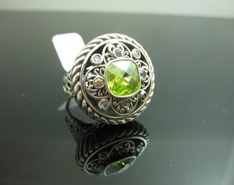 b745 Beautiful Sterling Silver Multicolored Gemstone Cocktail Ring