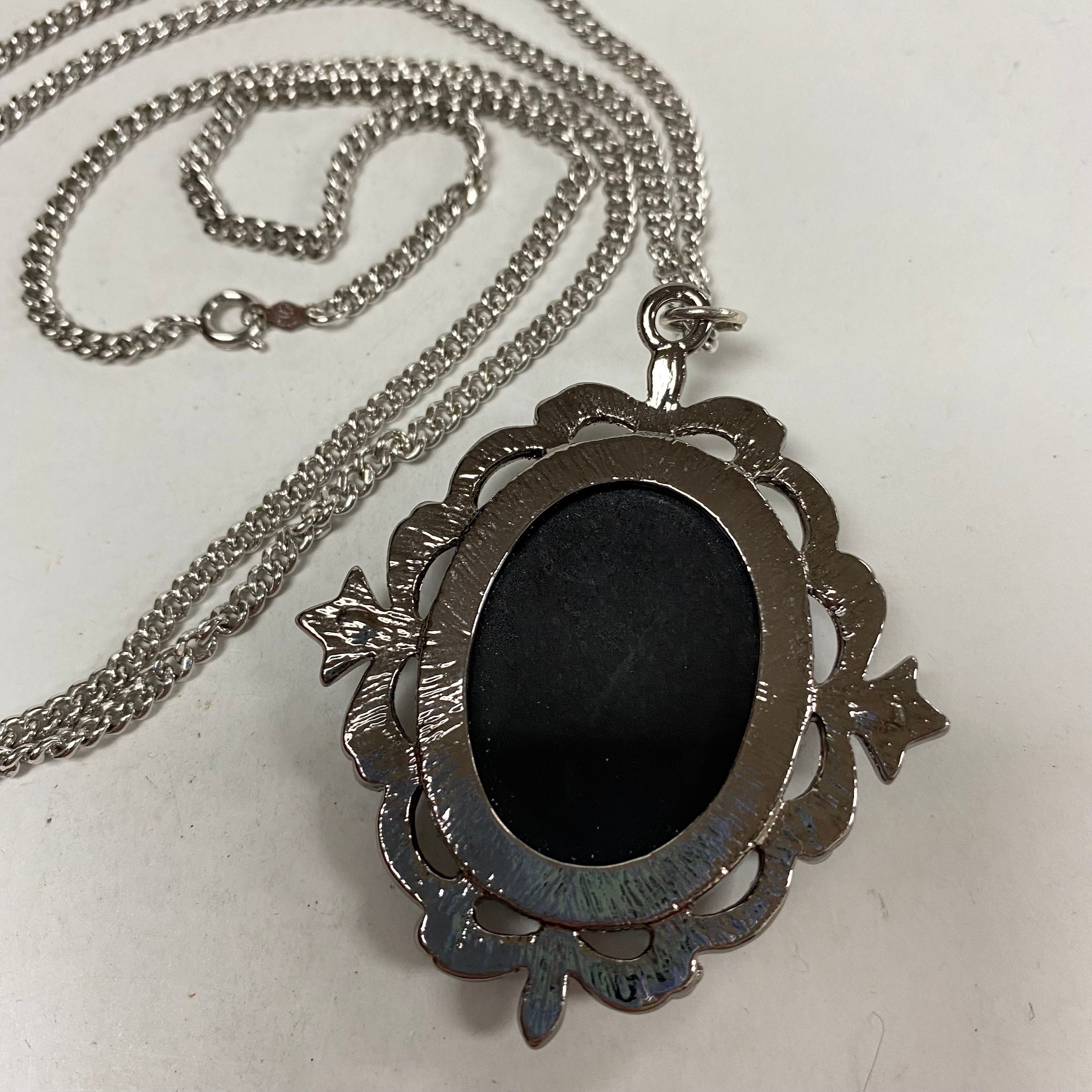 M264 Vintage Sterling Silver Chain Necklace 30" Silver Tone Carved ...