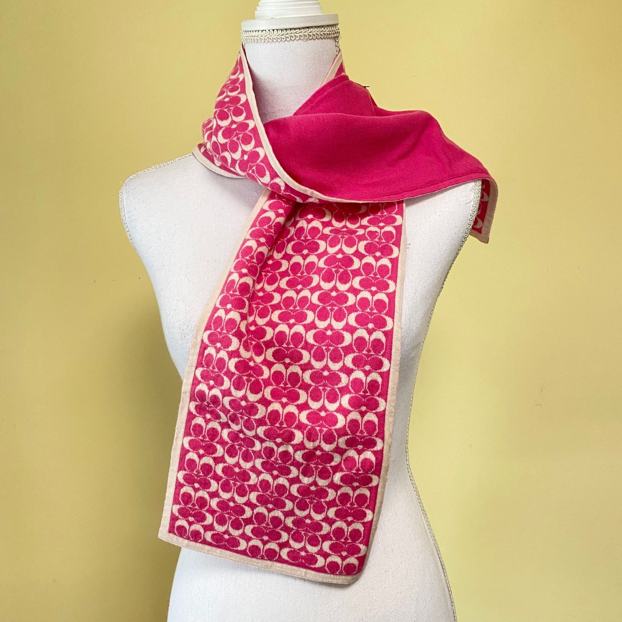 M362 Coach Signature Logo 100% Merino Wool Winter Scarf