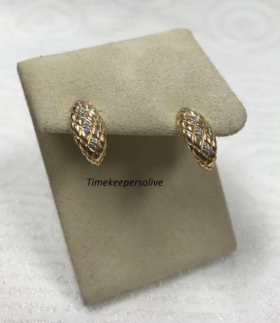 a486 Vintage Dangle Pierced Diamond Shape Earring… - image 1