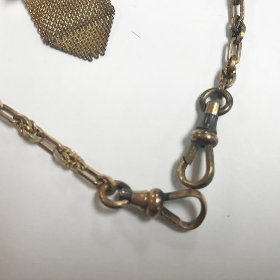 e499 Antique Gold Filled Mesh Fob Vest Pocket Wat… - image 4