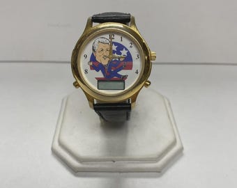 m507 Vintage Stainless Steel Gold Tone Bill Clinton Unisex Wrist Watch