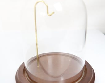 t459 Wood Base ,Brass and Glass Pocket Watch Holder