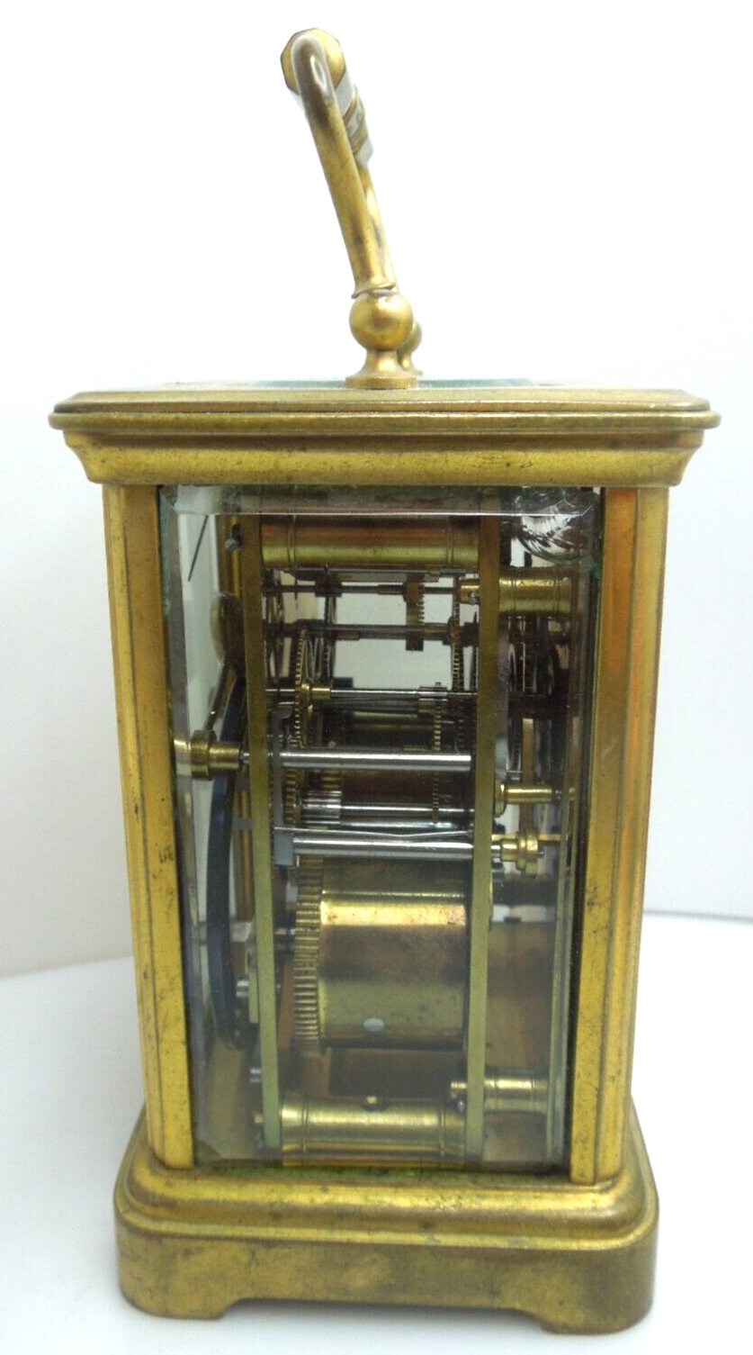 T140 Antique Victorian Quality Brass and Glass Carriage Clock With Key ...